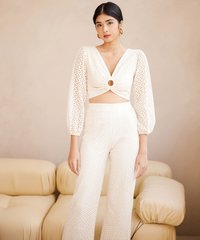 Madalena Broderie Pants in Oat Online Clothes Singapore Shopping