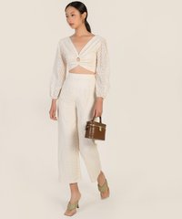 Madalena Broderie Pants in Oat Female Fashion Online