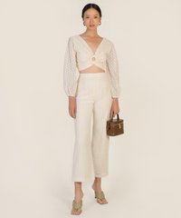Madalena Broderie Pants in Oat Ladies Clothes Online