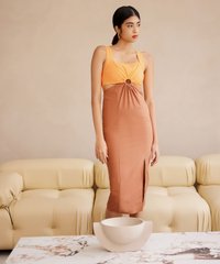Paloma Colourblock Ring Detail Dress in Tangelo Fashion Blog Shop Singapore