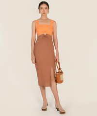Paloma Colourblock Ring Detail Dress in Tangelo Female Fashion Online