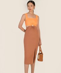 Paloma Colourblock Ring Detail Dress in Tangelo Ladies Clothes Online