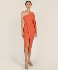 Samara One Shoulder Midi Dress in Fanta Orange Fashion Blog Shop Singapore