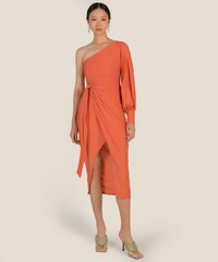Samara One Shoulder Midi Dress in Fanta Orange Clothes Online
