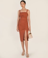 Simone Gathered Dress in Dark Coral Best Online Clothing Stores Singapore