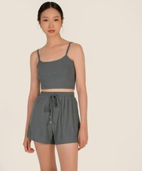 Vikas Drawstring Shorts in Teal Fashion Blog Shop Singapore