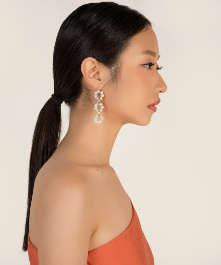 Cassia Tiered Pearl Earrings