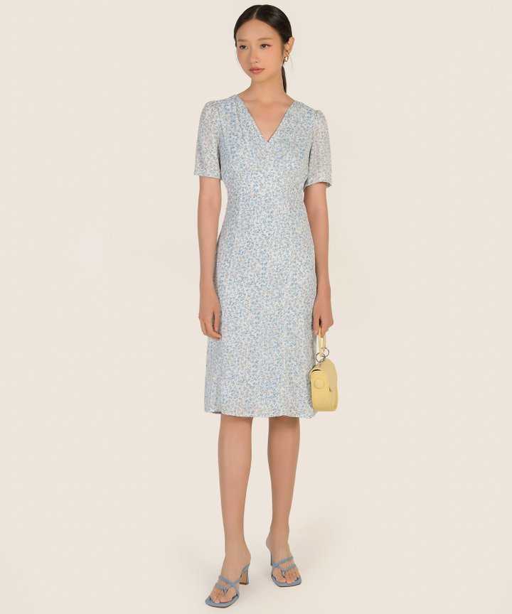 Deidre Floral Midi - Blue Mist