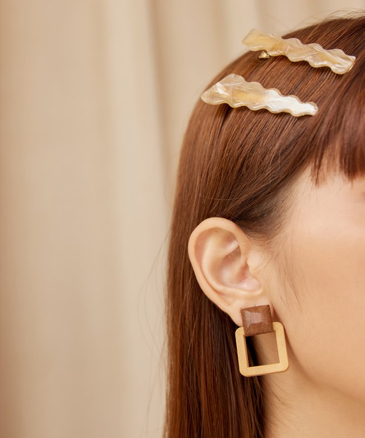 Kiribati Duo Resin Hairclips - Taupe