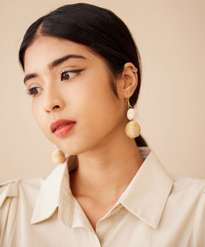 Lucia Tiered Rattan Ball Earrings