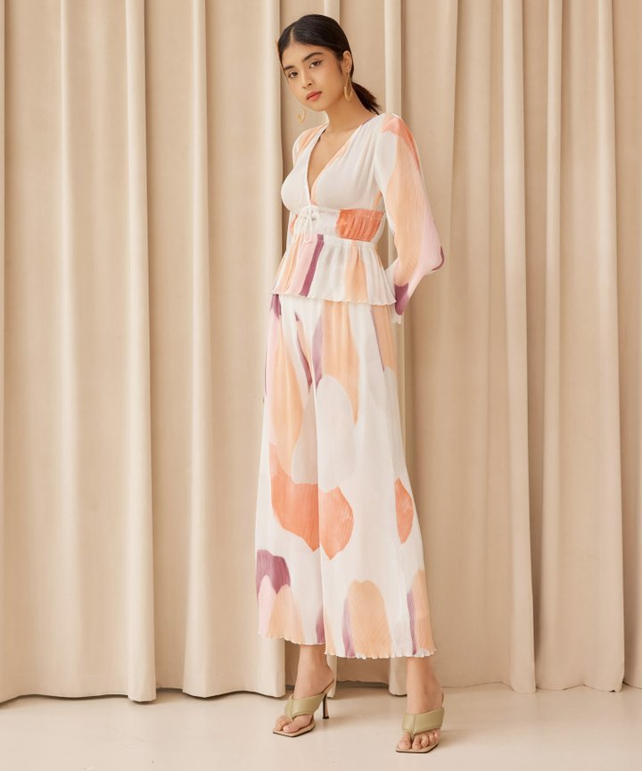 Marina Plisse Pants - Plum