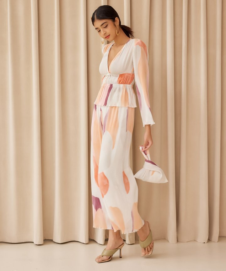 Marina Plisse Pants - Plum