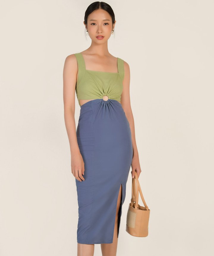 Paloma Colourblock Ring Detail Dress - Lime