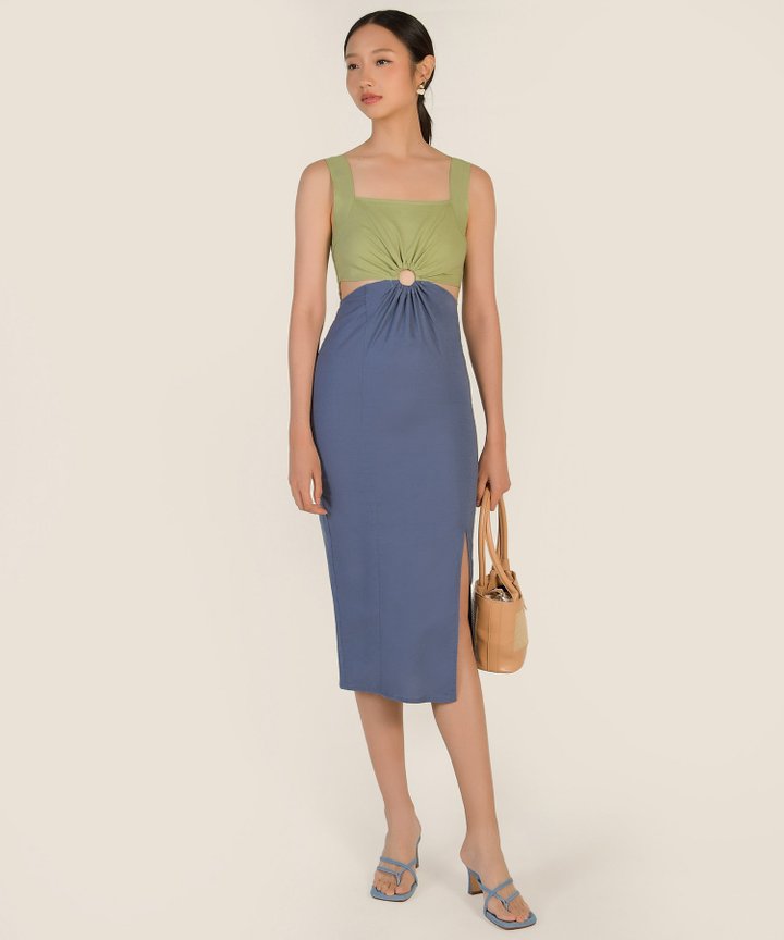 Paloma Colourblock Ring Detail Dress - Lime