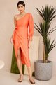Samara One Shoulder Midi Dress in Fanta Orange Women's Clothing Online