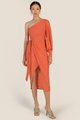 Samara One Shoulder Midi Dress in Fanta Orange Clothes Online