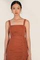Simone Gathered Dress in Dark Coral Female Fashion Online