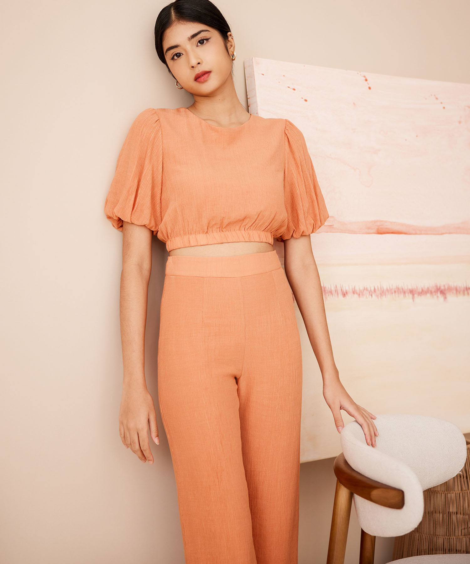 Ciaran Puff Sleeve Top in Pale Copper Women's Clothing Online