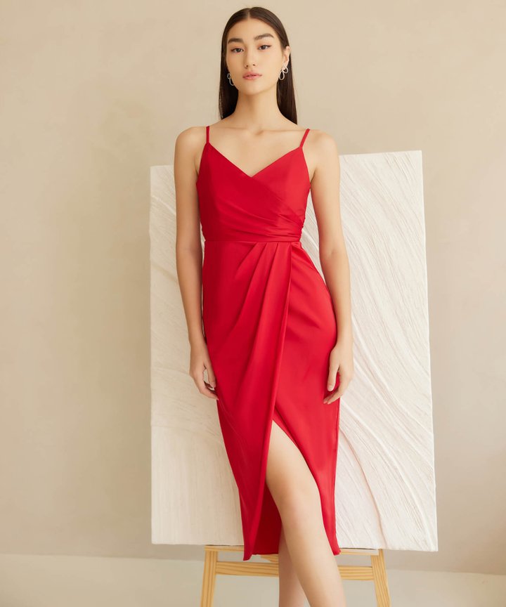 Belgrade Draped Dress - Hot Sauce