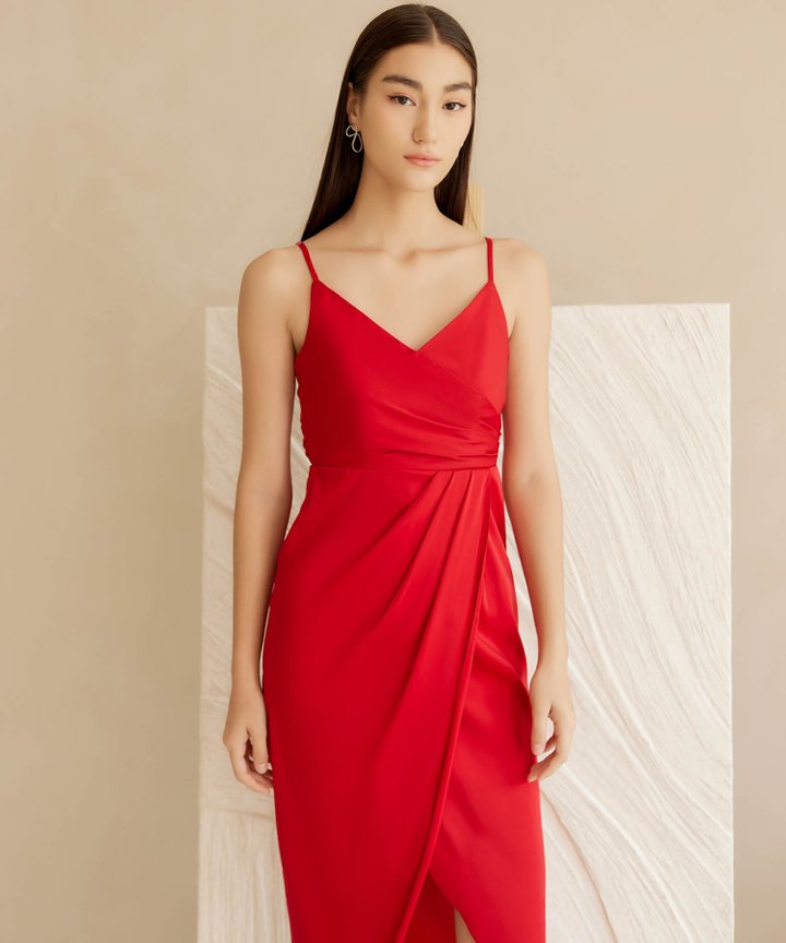 Belgrade Draped Dress - Hot Sauce